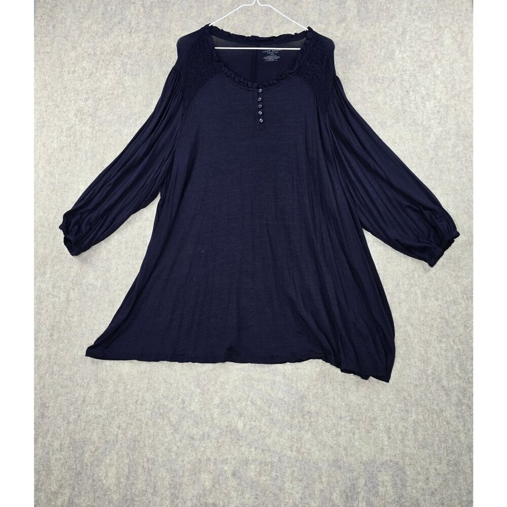 Lane Bryant Womens Swing Tee Navy Blue Size 26/28 Rayon Blend 3/4 Sleeve Pre-Own